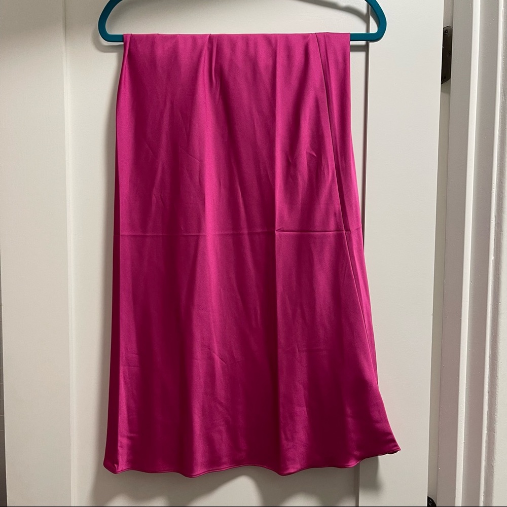 Pink Satin Midi Skirt
